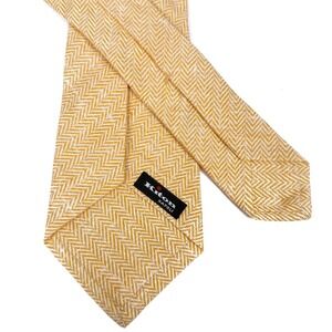 Kiton Napoli Orange Silk/Cotton/Linen‎ Herringbone Pattern Men's Necktie
